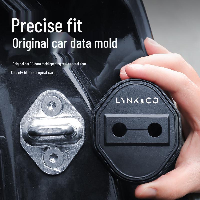 Compatible Shock-Absorbing Car Door Lock Cover for Lynk & Co 01-08, EM-P09 - Protective Sleeve Buffer Pad.