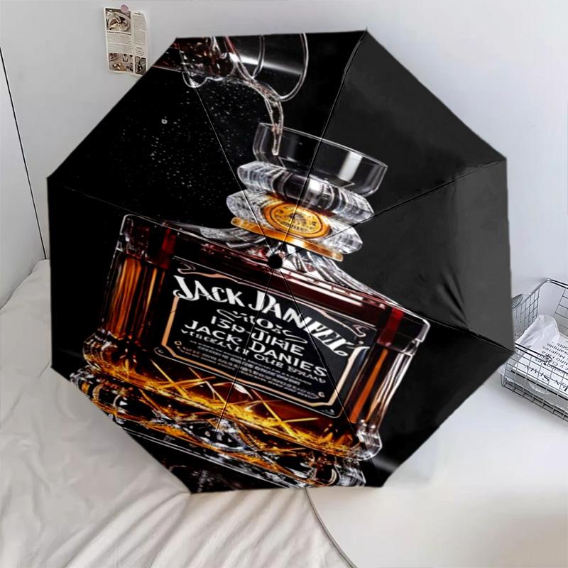 Parapluie Automatique Jack Daniel's Tennessee Whiskey - Parapluie Portable Adapté au Voyage en Plein Air Cadeau d'Anniversaire Indispensable Quotidien
