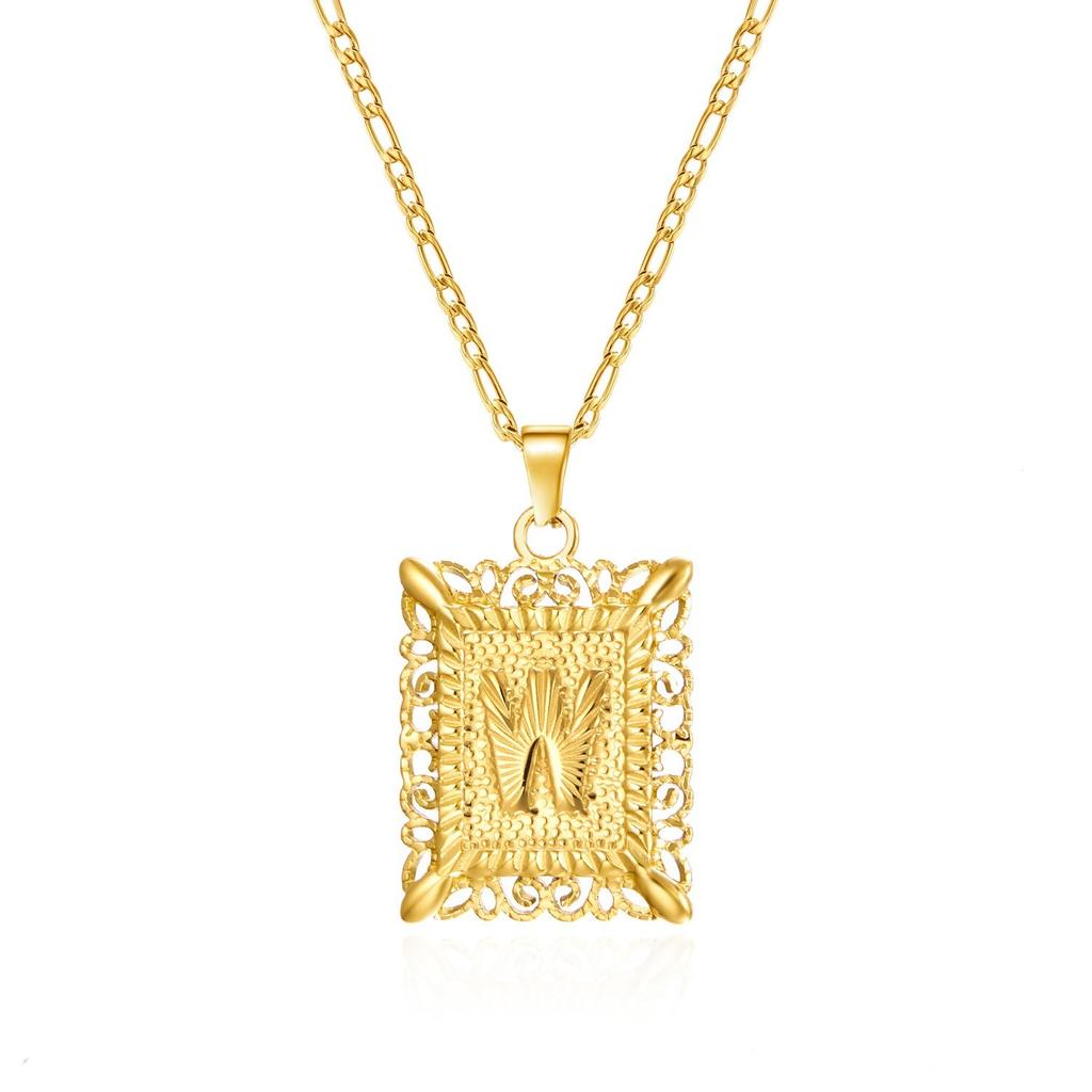 European and American style simple square 26 letter pendant necklace women's personality high-end design jewelry