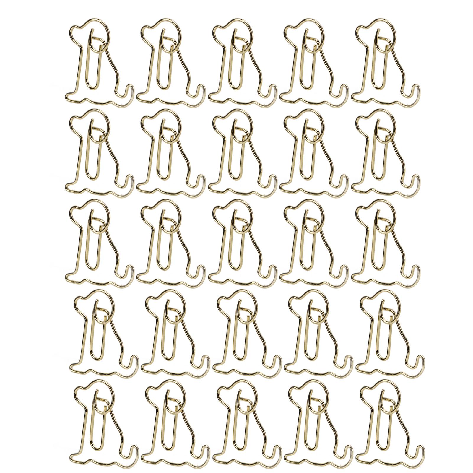 

25 шт. Фигурные скрепки для бумаги Металлический материал Легкие Портативные Золотистые в форме щенков Офисные скрепки для