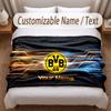 Borussia Dortmund Bedruckte Flanelldecke Benutzerdefinierter Name Text Weiche Warme Decke für Schlafzimmer Feiertagsgeschenk