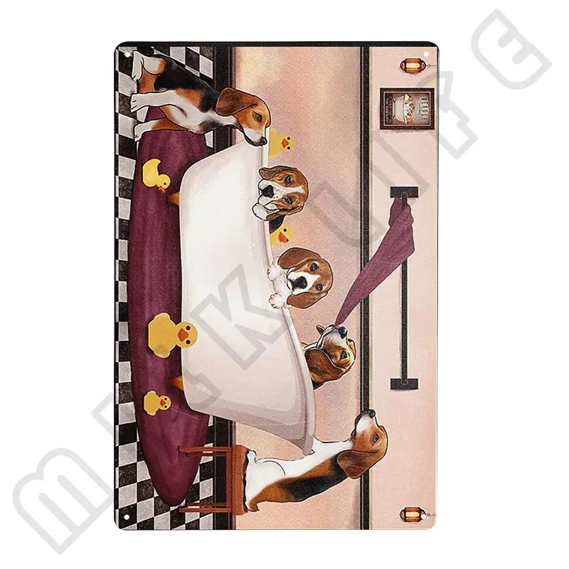 Beagle Hund Metallblechschild Platte Retro Kunst für Badezimmer Toilette Küche Sweet Home Shop Tierhandlung Bauernhaus Haus Zimmer Dekoration