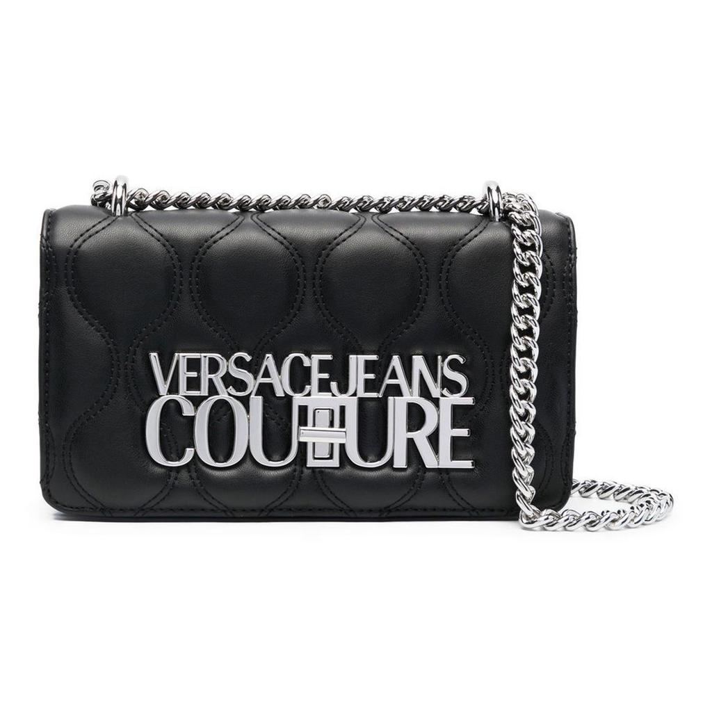 Versace Jeans Couture Wave Gestepptes Design Verstellbare Ketten-Schultertasche Damen-Schultertasche Schwarz 73VA4BL1-ZS409-899