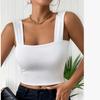 Women's Square Neck Sleeveless Crop Top Slim Fit Elegant Camisole