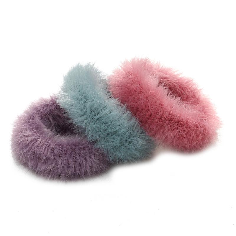 Bonbonfarbenes Haarband aus Plüschkaninchenfell für Mädchen – neues Haar-Accessoire für Herbst/Winter