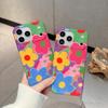 Colorful Retro Floral Glitter Phone Case For iPhone 17 16 15 14 Pro Max Cute Y2K Aesthetic Flower Protective Cover