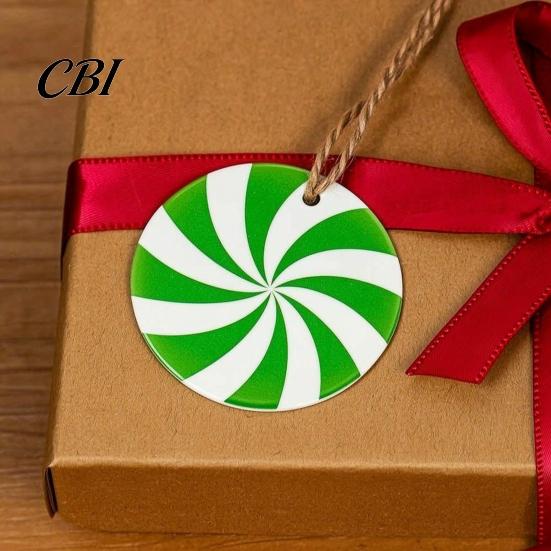 Colorful Lollipop Pendants Wooden Christmas Balls, Candy Stripe Tree Hanging Ornaments, Ornaments Macaron Color Festive Pendant for Holiday Home Party