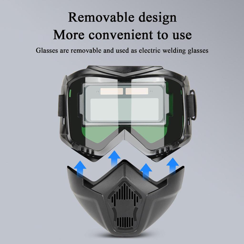 Schweißhelm mit UV-Schutz gegen hochintensives Licht, abnehmbare Schweißkappen, automatische Verdunkelung, Schutzstufe, Schweißmaske