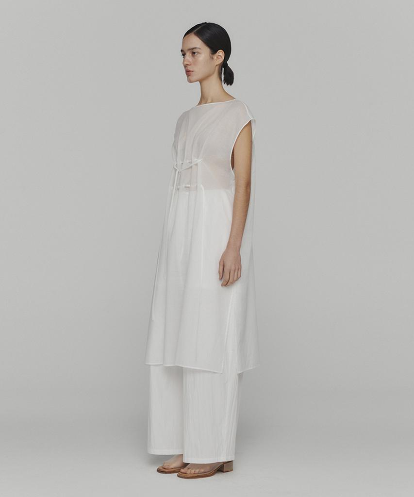 Amomento Sheer Drawstring Dress_White