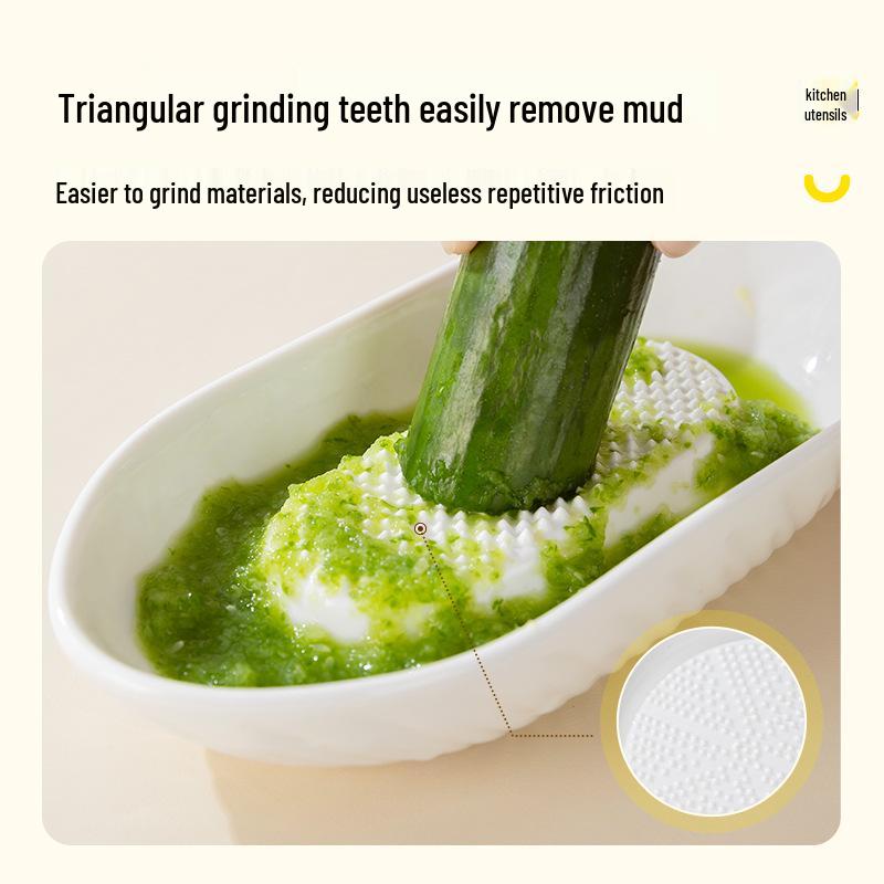 

Manual Ceramic Garlic & Ginger Grinder: Mincer, Paste Maker, Juice & Baby Food Device Round Shape