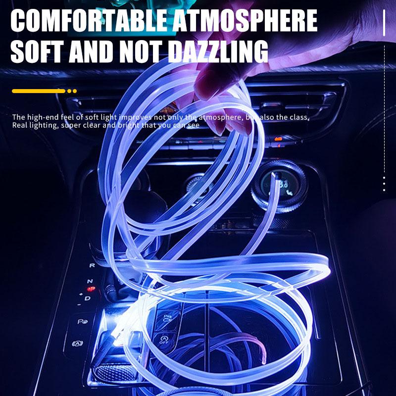 2-5M Car Console Decor Light RGB Ambient LED Light Strip USB Fiber Optic Atmosphere Lamp 8 Color Changing for Car Interior Decor
