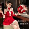 Velvet Lolita Christmas Nightgown Set - Women's Slip Dress Outfit
