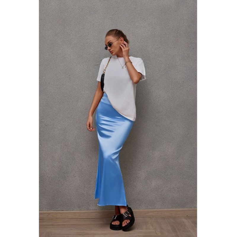 Solid Color Fish Tail Wrapped Hip Skirt Pure Color Fishtail Sheath Skirt