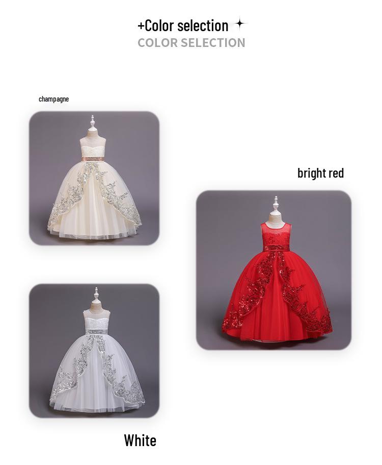 Girls' Sequin Lace Flower Girl Wedding Dress