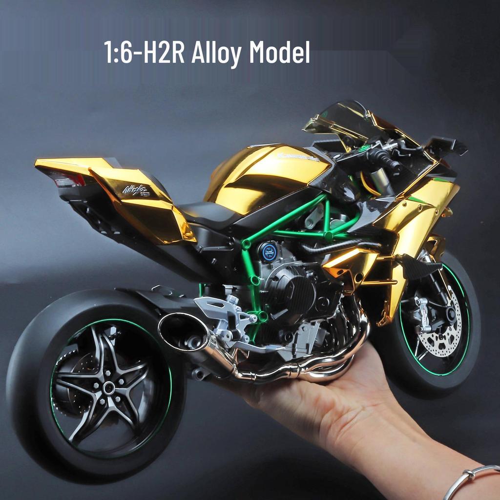 XLG Key Start 1:6 Kawasaki H2R Motorcycle Model with Ignition, Spray, and Sound Effects.