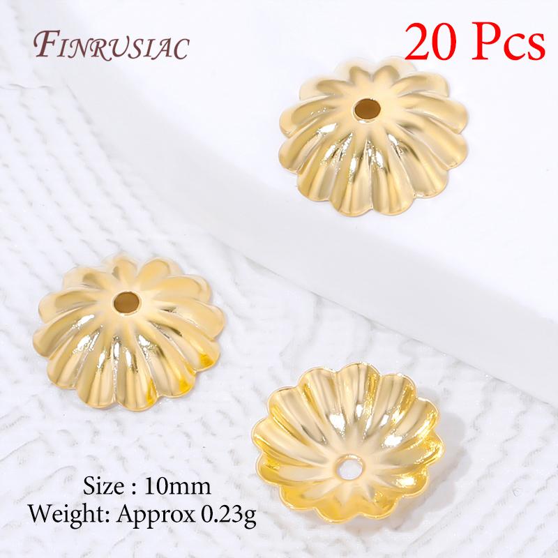 Multiple Styles 18K Gold Plated Beads Caps For Jewelry Making,Brass Flowers Caps For Bracelets DIY Accessories,Tassel End Cap