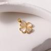 Gold Four-Leaf Clover Pendant with Rhinestones & Mother-of-Pearl Texture Women's Clavicle Chain - Light Luxury Fashion