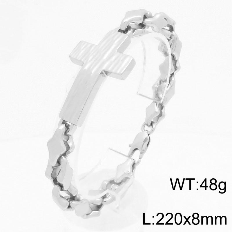 Vintage Cross Bracelet for Man 8MM Wide Waterproof Stainless Steel Chain Bracelets Gifts for Husband Boyfriend Pulsera De Acero