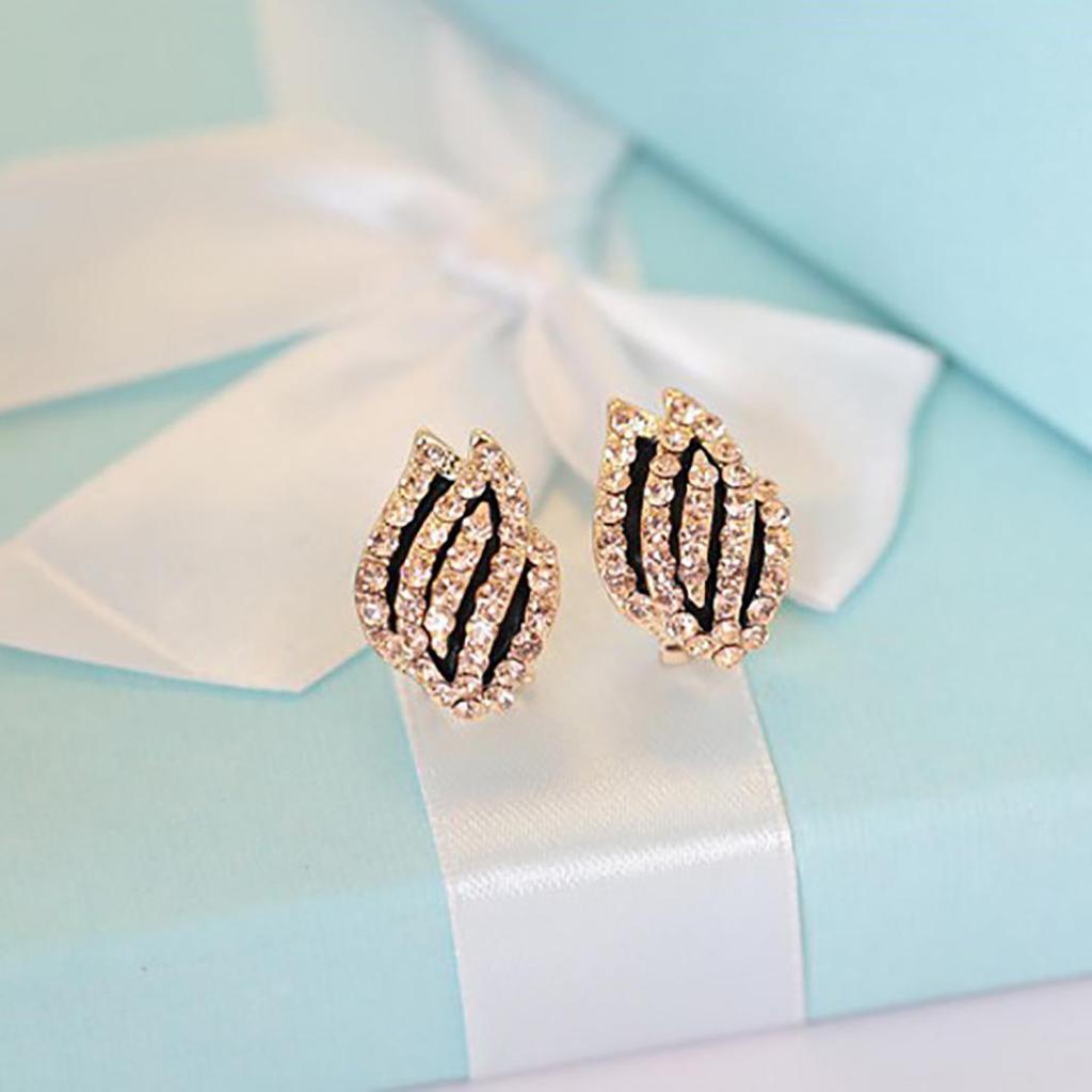 Women Party Rhinestone Jewelry Tulip Flower Ear Studs Earrings Piercing Gift