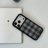 Autumn Winter Blue Brown Checkered Drop Glue Black Frame Phone Case For iPhone 17 Air 16 15 14 13 12 Pro Max 11 Plus Back Cover