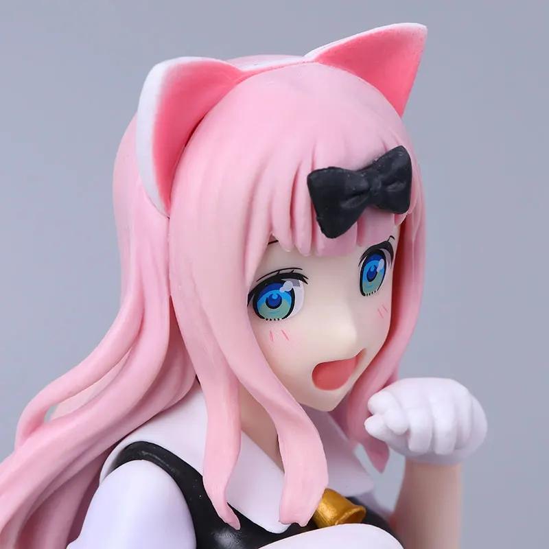 22CM Japan Anime Figure Kaguya-sama Love is War Fujiwara Cat Ear Cute Model Dolls Toy Gift Collect Model Toys PVC Static Doll