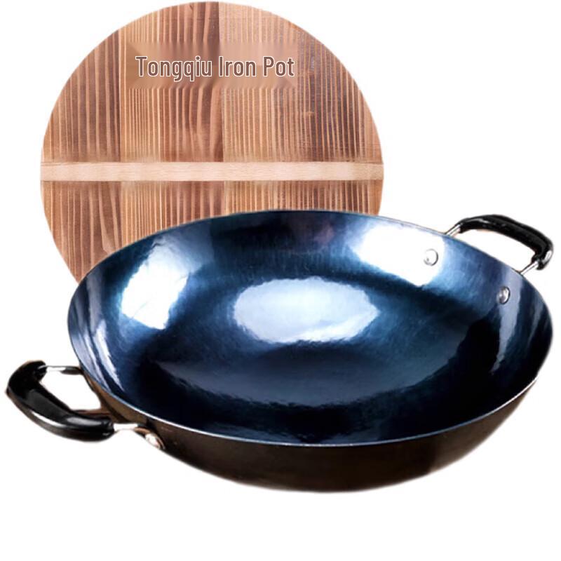 Jinweide Hand-Forged Zhangqiu Wrought Iron Wok with Lid, 32cm