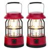 Set of 2 LED Solar Rechargeable IPX3 Water-Resistant Portable Emergency Outdoor Camping Lights Outage Hurricane Hiking (Red)