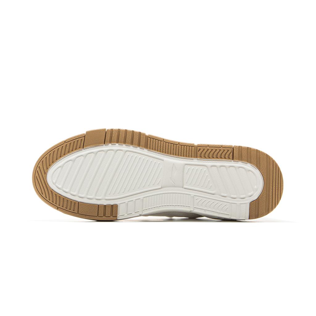 Li Ning Common 80s Comfortable Classic Durable Breathable Non-Slip Low-Top Skate Shoes Women sneaker Champagne-White AGCV052-1