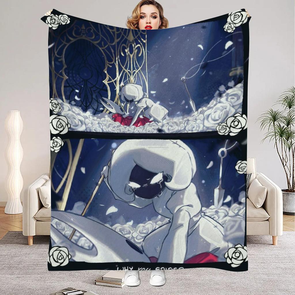 Hollow Knight Blanket Cartoon Game Printed Flannel Blanket for Home Living Room Bedroom Decor New Year Christmas Gift for Fans