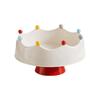 Large Capacity Fruit Bowl with Fork Detachable Crown Design Snack Plate High Legged Draining Water Fruit Serving Plate