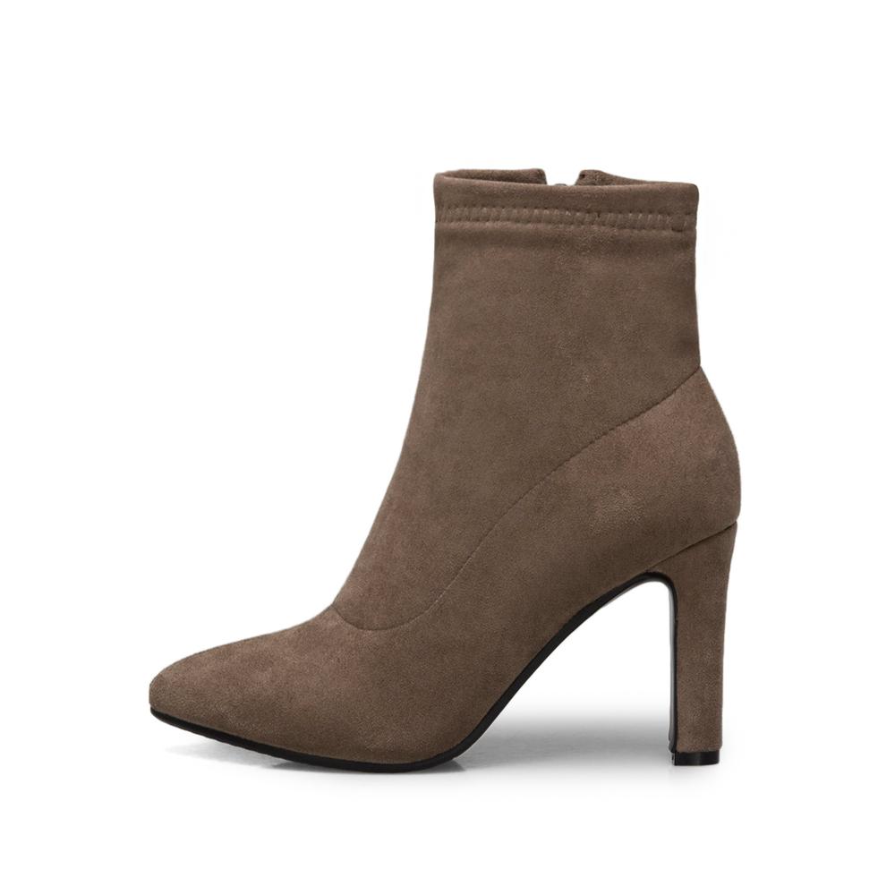 Fashion 2025 New High Heel Boots Women Korean Style Autumn and Winter High Heel Stretch Thin Boots Pointed Toe Sock Boots Women Gray