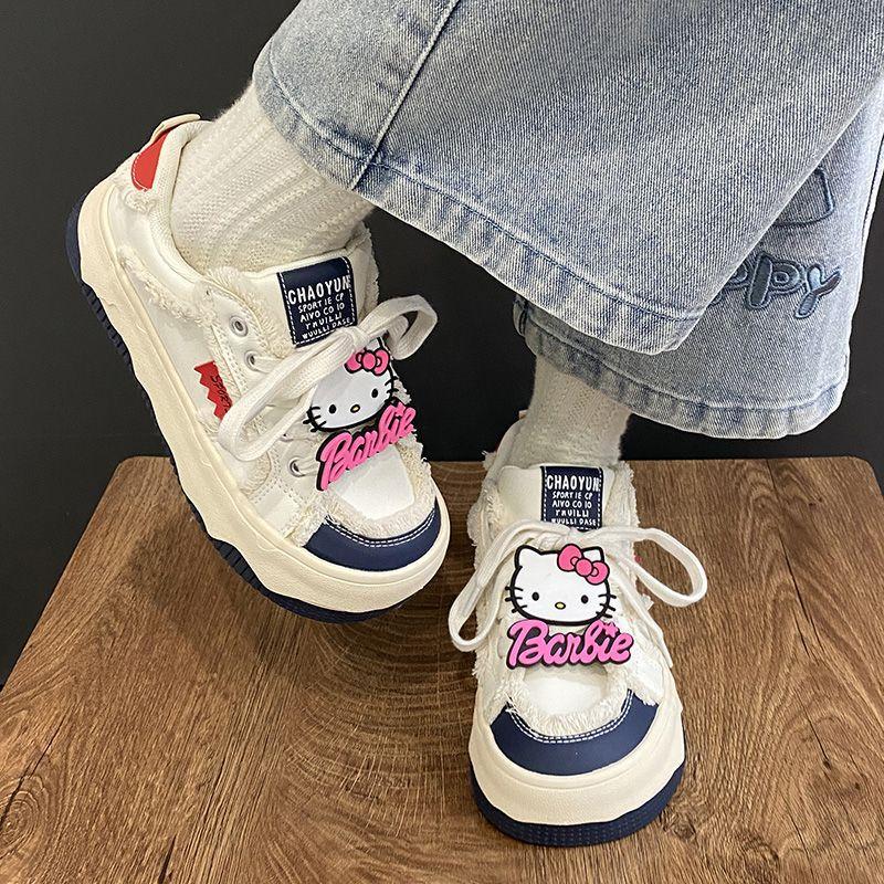 Maillard Guochao Kitty joint ugly cute big head shoes women 2025 new niche original platform white shoes women