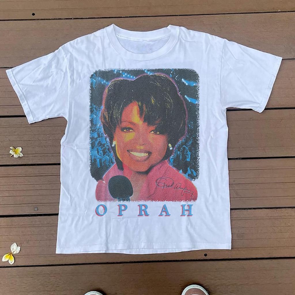 90'S Oprah "Get With The Program!" Washed White T-Shirt Xl