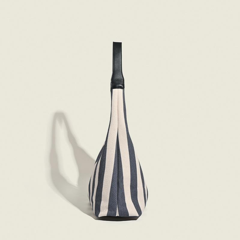 Niche Slack Canvas Striped Bag – Stilvolle Vintage-Achseltasche, ideal für Studenten und Pendler, große Tragetasche, Schultertasche