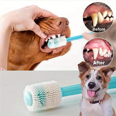 360-Grad Mikrofaserbürste Zahnbürste mit weichen Borsten Katzen und Hunde Universelles Mundreinigungswerkzeug Weich und verletzt das Zahnfleisch nicht