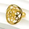 Flower Seed of Life Mandala Ring for Women Men Stainless SAteel Gold Color Sacred Geometric Adjustable Rings Jewelry anillo