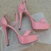 Women Sandals New 14cm Sexy Supper High Heels Patent Leather Nighclub Open Toes Platform Sandal Party Wedding Shoes Shoe