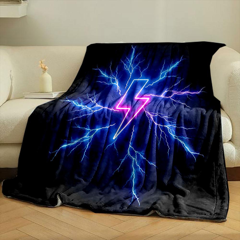 Neon Lightning Bolt Design Print Blanket Soft and Cozy Perfect for the Living Room Bed Sofa or a Nap,gift