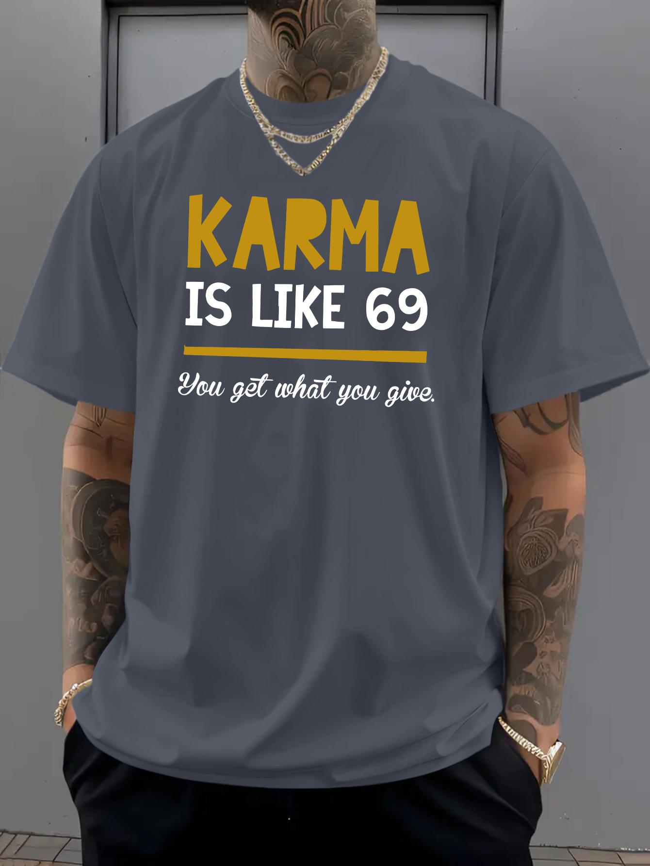 New Fashionable for KARMA Letter Print Casual Comfortable Sports T-Shirt L
