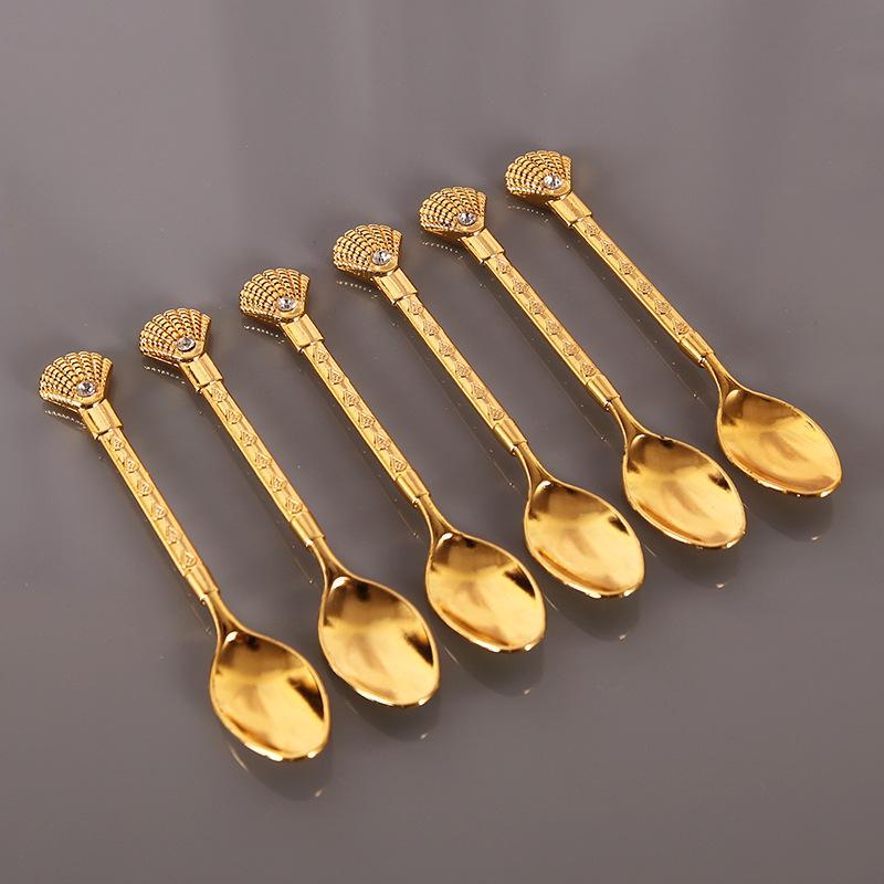 Swan Spoon Rack Set 6 Pcs/set Coffee Spoon Fruit Fork Dessert Spoon Tableware Home Ornament Small Spoon