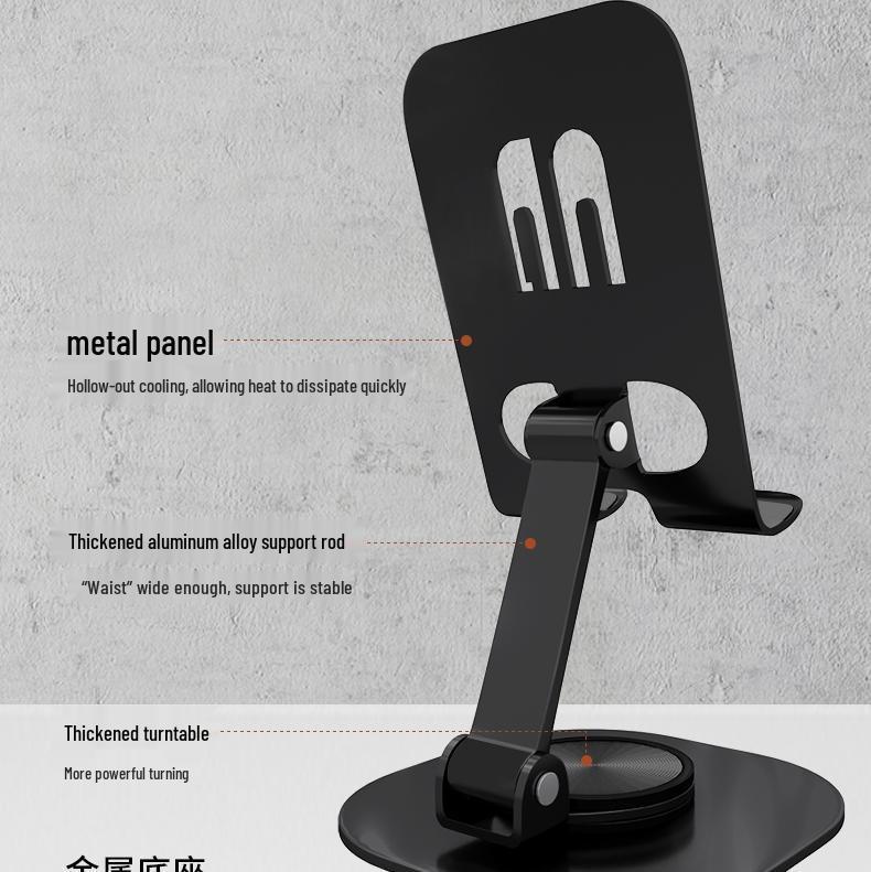 Aluminum Alloy Foldable Phone and Tablet Stand - Portable Desktop Holder