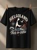 Helgoland Perle der Ostsee Island Silhouette mit Kompass Wellen Möwe Rote Klippen und kleiner Anker Unisex Alle T-Shirts