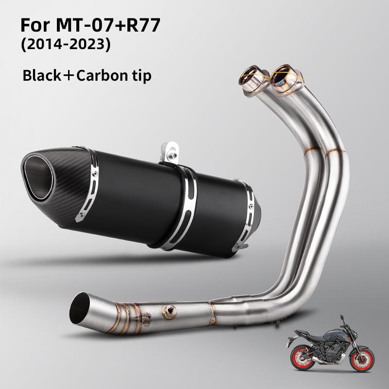 Complete Exhaust System for Motorcycle, Carbon Fiber Exhaust, 51mm/2 Inches, for Mt07 R77 2014-2023