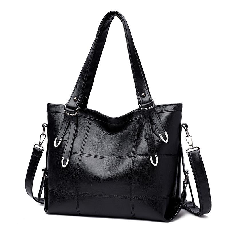 Women New PU Soft Leather Texture Shoulder Bag Large Capacity Fashion Patchwork Handheld Bag Water-Resistant Tote Bag