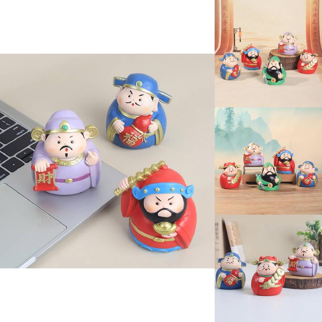 Adorable Resin Car Decorations Lucky Wealth God Figures Cartoon Style Stress Reliever