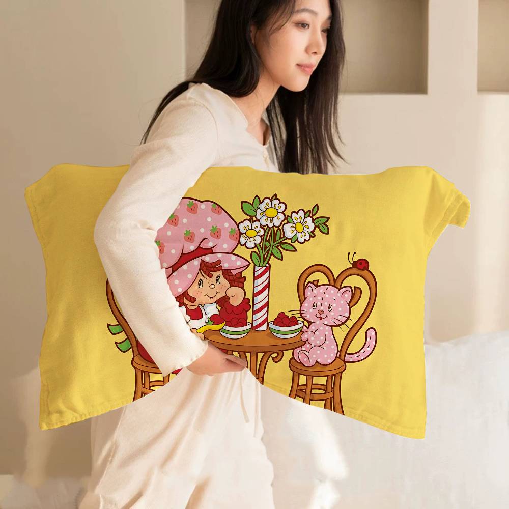 Classic Animation S-Strawberry S-Shortcake Pillow Towel Pillowcase For Hair And Skin, Standard Size Set Of Super Soft Pillow