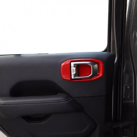 For Jeep Gladiator JT/JL 18-2025 ABS Red Inner Door Handle Bowl Panel Cover Trim