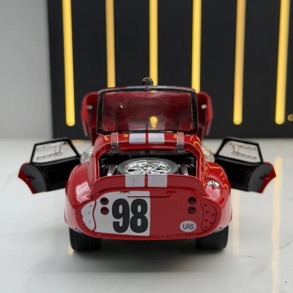Simulation 1/32 Ford Shelby Cobra Sports Car Model Sound and Light Pull-Back Toy Vehicle Boy Ornament Collection Miniature Voiture