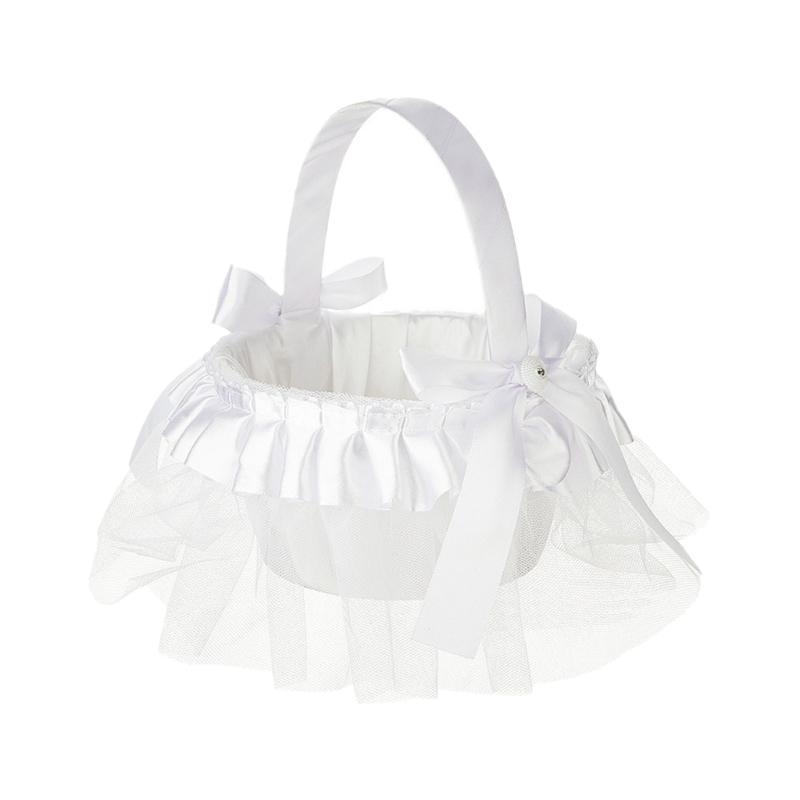 

Свадебная цветочная корзина с жемчужинами, ручка для свадебной корзины, свадебный аксессуар, идеальный для девочек-цветочниц