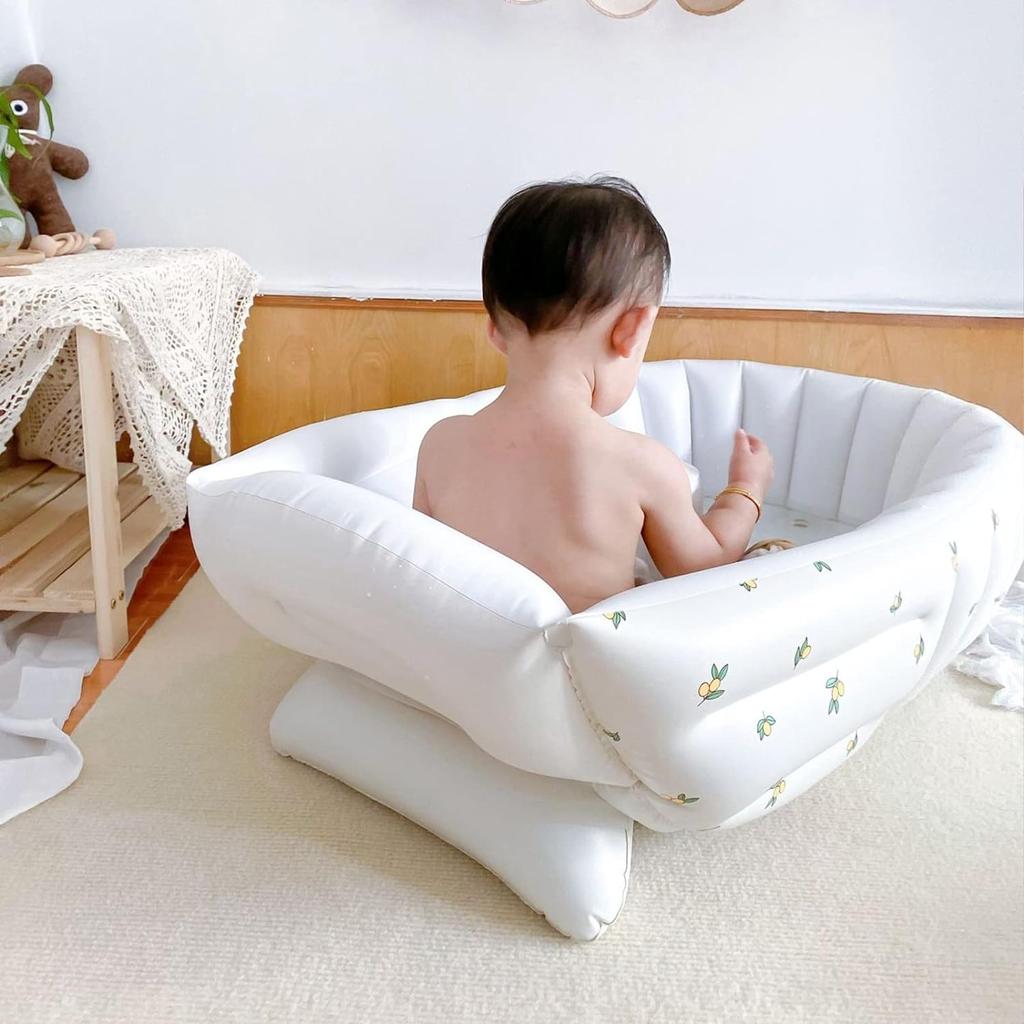 Aufblasbares Planschbecken Ovale Duschbadewanne für Kinder Baby, Faltbare Badewanne Babypool Kinderpool Outdoor Garten Swimmingpool Wasserspielpool